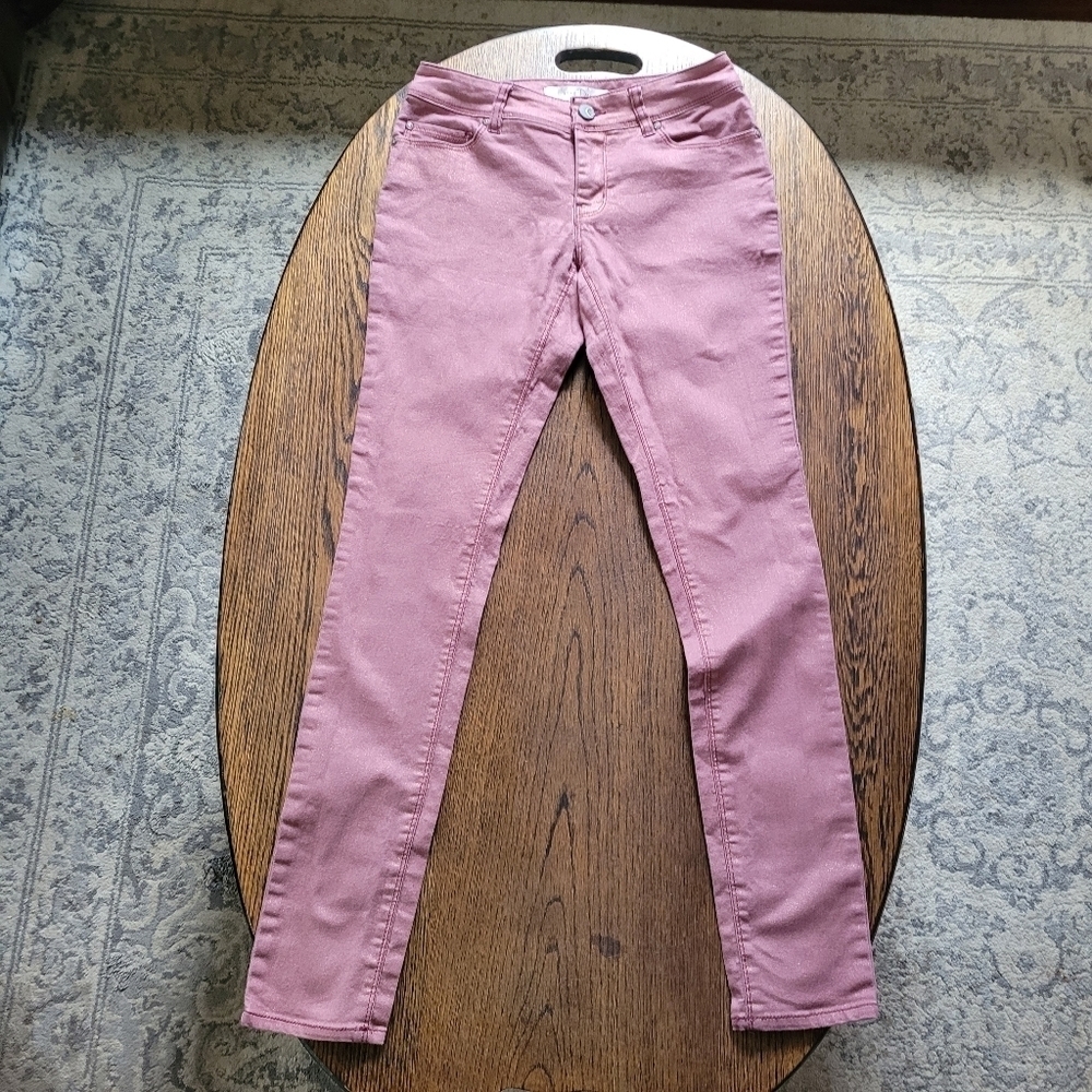 Cato Est. 1948 Denim Dusty Rose Metallic Skinny Leg Jeans Size Women's 2